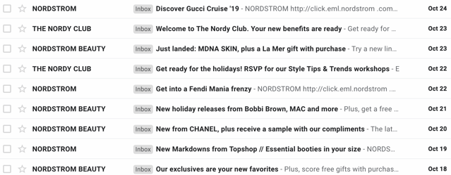 Nordstrom emails inbox